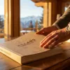 Buyer_holding_brochure_in_chalet