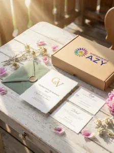Papeterie de mariage à plat : faire-part, cartons RSVP et enveloppes assorties imprimés pour un mariage en Suisse romande