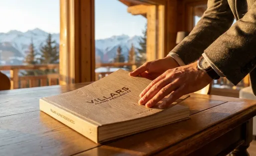 Buyer_holding_brochure_in_chalet
